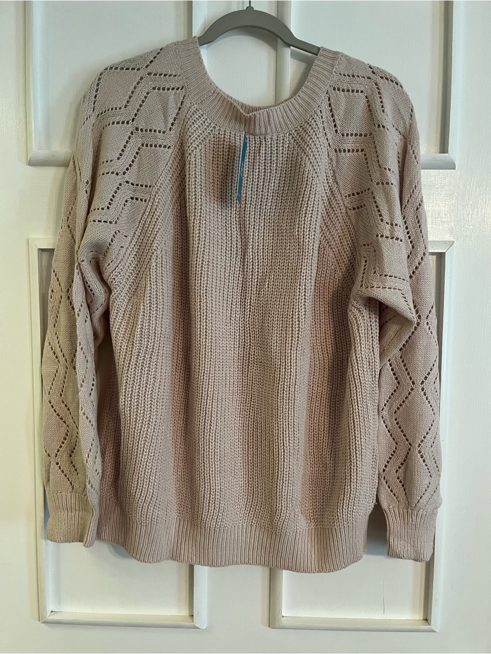 Womens Lightweight Open-Knit Sweater in Cream Color